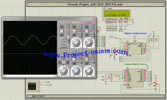   پروژه آزمایشگاه اتصال میکروکنترلر 8051 به LCD و مبدل آنالوگ به دیجیتال ADC804
